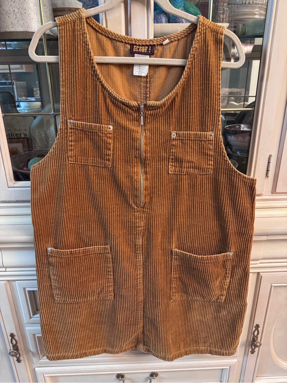 Faded Glory Chestnut Gold Corduroy Zip-Front Jumper